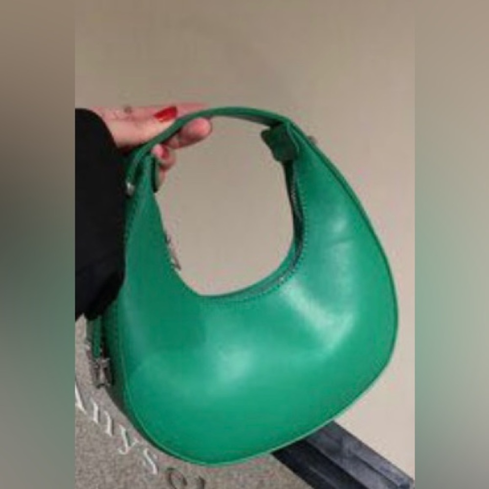 SHEIN Green Crescent Shoulder Bag with Glossy Finish - Picture 3 of 3
